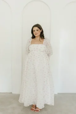 New Worth Collective *New* Mona Maxi Dress with Smocking in Blush Floral - Bump Friendly &