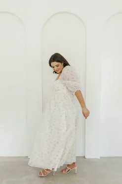 New Worth Collective *New* Mona Maxi Dress with Smocking in Blush Floral - Bump Friendly &
