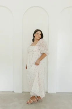New Worth Collective *New* Mona Maxi Dress with Smocking in Blush Floral - Bump Friendly &