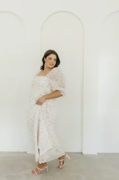 New Worth Collective *New* Mona Maxi Dress with Smocking in Blush Floral - Bump Friendly &
