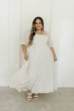 New Worth Collective *New* Mona Maxi Dress with Smocking in Blush Floral - Bump Friendly &