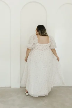 New Worth Collective *New* Mona Maxi Dress with Smocking in Blush Floral - Bump Friendly &