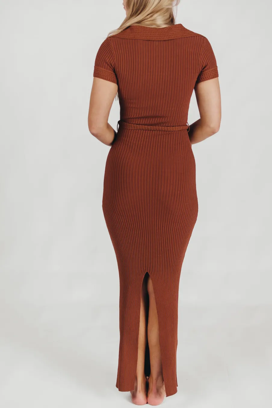 Online Worth Collective Nina Knit Midi Dress in Brown