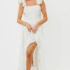 Fashion Worth Collective Noelle High Slit Maxi Dress in White