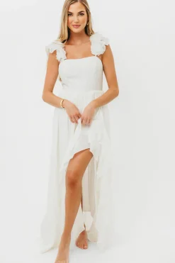 Fashion Worth Collective Noelle High Slit Maxi Dress in White