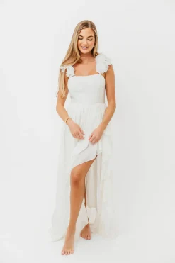 Fashion Worth Collective Noelle High Slit Maxi Dress in White