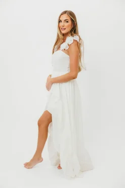 Fashion Worth Collective Noelle High Slit Maxi Dress in White