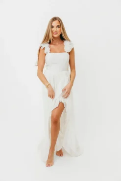 Fashion Worth Collective Noelle High Slit Maxi Dress in White