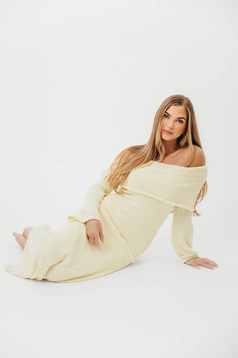 Outlet Worth Collective Nora Knit Maxi Dress in Butter Yellow- Bump Friendly
