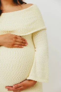 Outlet Worth Collective Nora Knit Maxi Dress in Butter Yellow- Bump Friendly