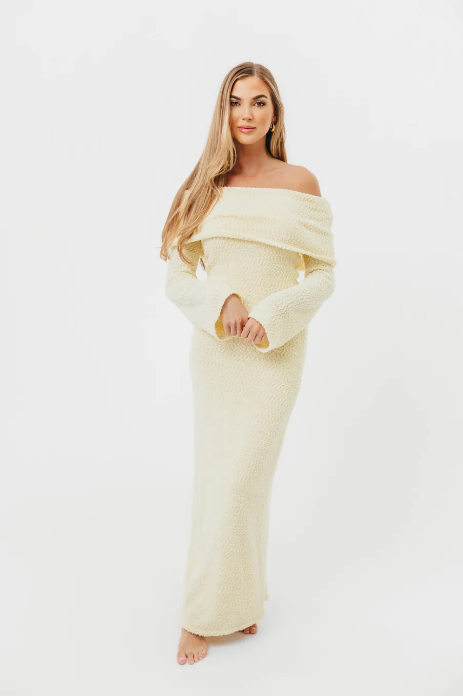 Outlet Worth Collective Nora Knit Maxi Dress in Butter Yellow- Bump Friendly
