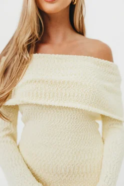 Outlet Worth Collective Nora Knit Maxi Dress in Butter Yellow- Bump Friendly