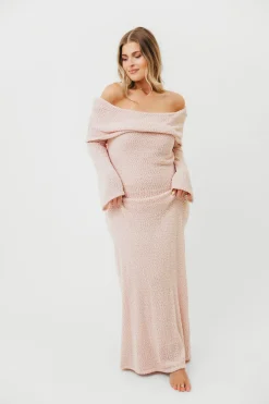 Fashion Worth Collective Nora Knit Maxi Dress in Dusty Pink- Bump Friendly