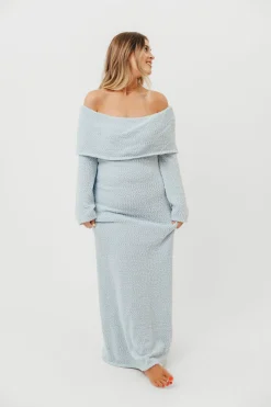 Sale Worth Collective Nora Knit Maxi Dress in Dusty Blue- Bump Friendly