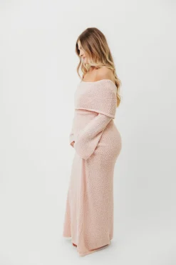 Fashion Worth Collective Nora Knit Maxi Dress in Dusty Pink- Bump Friendly