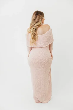 Fashion Worth Collective Nora Knit Maxi Dress in Dusty Pink- Bump Friendly