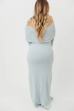 Sale Worth Collective Nora Knit Maxi Dress in Dusty Blue- Bump Friendly