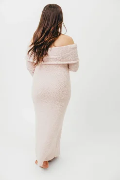 Fashion Worth Collective Nora Knit Maxi Dress in Dusty Pink- Bump Friendly