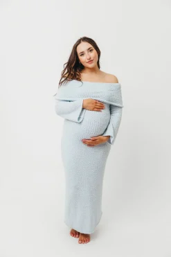Sale Worth Collective Nora Knit Maxi Dress in Dusty Blue- Bump Friendly