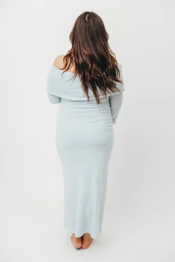 Sale Worth Collective Nora Knit Maxi Dress in Dusty Blue- Bump Friendly