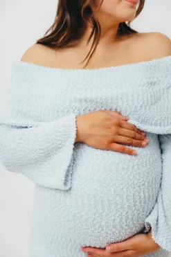 Sale Worth Collective Nora Knit Maxi Dress in Dusty Blue- Bump Friendly