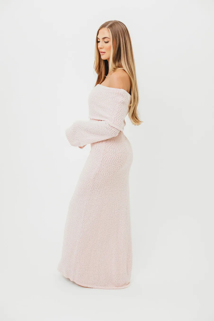 Fashion Worth Collective Nora Knit Maxi Dress in Dusty Pink- Bump Friendly