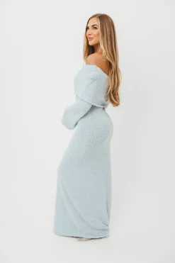 Sale Worth Collective Nora Knit Maxi Dress in Dusty Blue- Bump Friendly