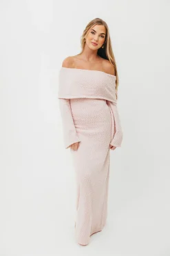 Fashion Worth Collective Nora Knit Maxi Dress in Dusty Pink- Bump Friendly