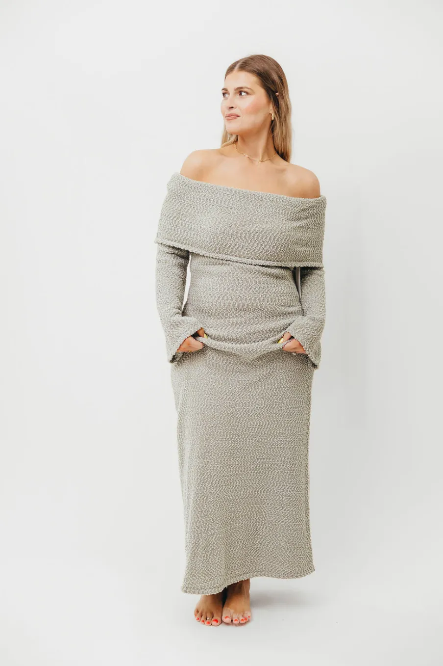 Outlet Worth Collective Nora Knit Maxi Dress in Dusty Sage - Bump Friendly *PRE-ORDER*