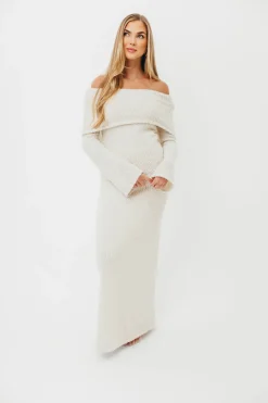 Clearance Worth Collective Nora Knit Maxi Dress in Ivory- Bump Friendly