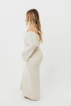 Clearance Worth Collective Nora Knit Maxi Dress in Ivory- Bump Friendly