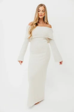 Clearance Worth Collective Nora Knit Maxi Dress in Ivory- Bump Friendly