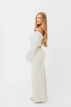 Clearance Worth Collective Nora Knit Maxi Dress in Ivory- Bump Friendly