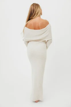 Clearance Worth Collective Nora Knit Maxi Dress in Ivory- Bump Friendly