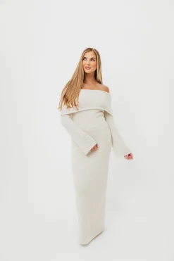 Clearance Worth Collective Nora Knit Maxi Dress in Ivory- Bump Friendly