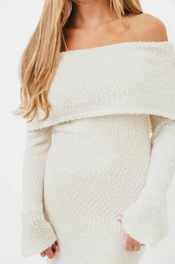 Clearance Worth Collective Nora Knit Maxi Dress in Ivory- Bump Friendly