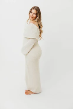 Clearance Worth Collective Nora Knit Maxi Dress in Ivory- Bump Friendly