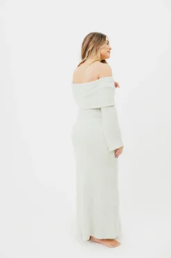 Fashion Worth Collective Nora Knit Maxi Dress in Seafoam- Bump Friendly