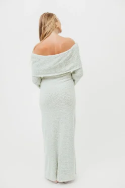 Fashion Worth Collective Nora Knit Maxi Dress in Seafoam- Bump Friendly