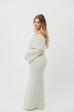 Fashion Worth Collective Nora Knit Maxi Dress in Seafoam- Bump Friendly