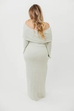 Fashion Worth Collective Nora Knit Maxi Dress in Seafoam- Bump Friendly