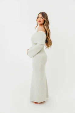 Fashion Worth Collective Nora Knit Maxi Dress in Seafoam- Bump Friendly