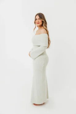 Fashion Worth Collective Nora Knit Maxi Dress in Seafoam- Bump Friendly