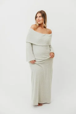 Fashion Worth Collective Nora Knit Maxi Dress in Seafoam- Bump Friendly