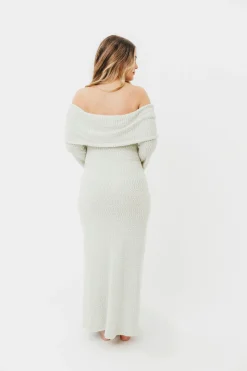 Fashion Worth Collective Nora Knit Maxi Dress in Seafoam- Bump Friendly
