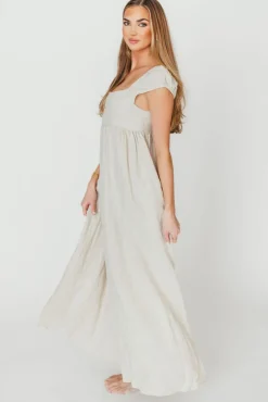 New Worth Collective Novella 100% Linen Maxi Dress in Linen - Bump Friendly