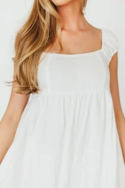 Fashion Worth Collective Novella 100% Linen Maxi Dress in Off-White - Bump Friendly