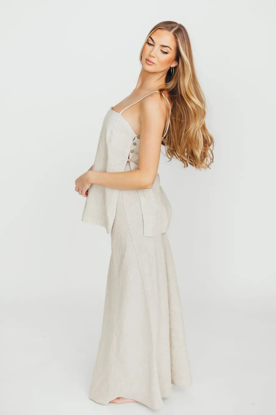 Sale Worth Collective Novella 100% Linen Woven Maxi Skirt in Linen
