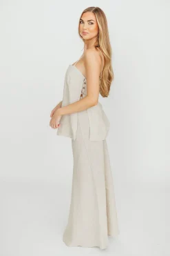 Sale Worth Collective Novella 100% Linen Woven Maxi Skirt in Linen