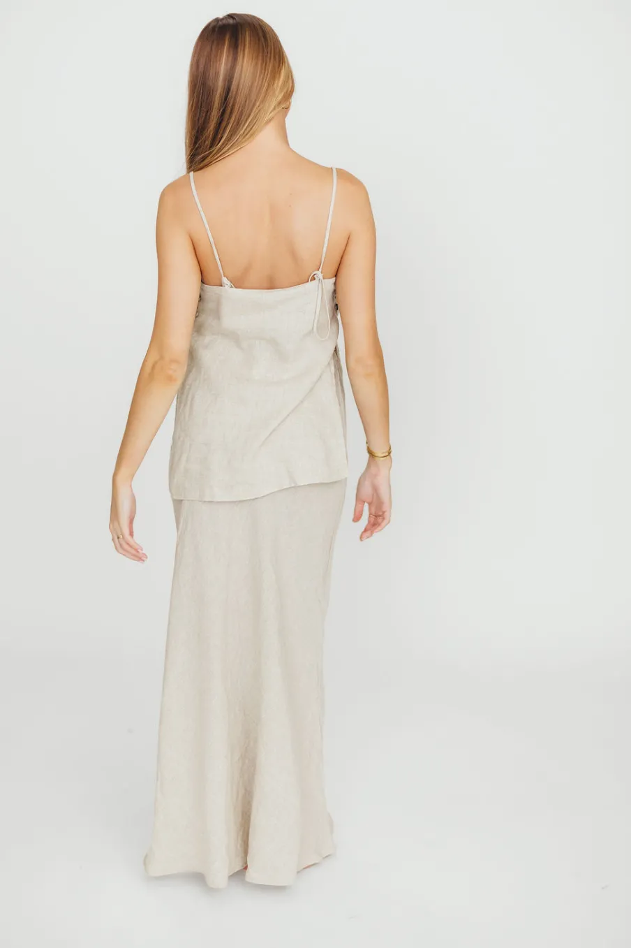 Sale Worth Collective Novella 100% Linen Woven Maxi Skirt in Linen